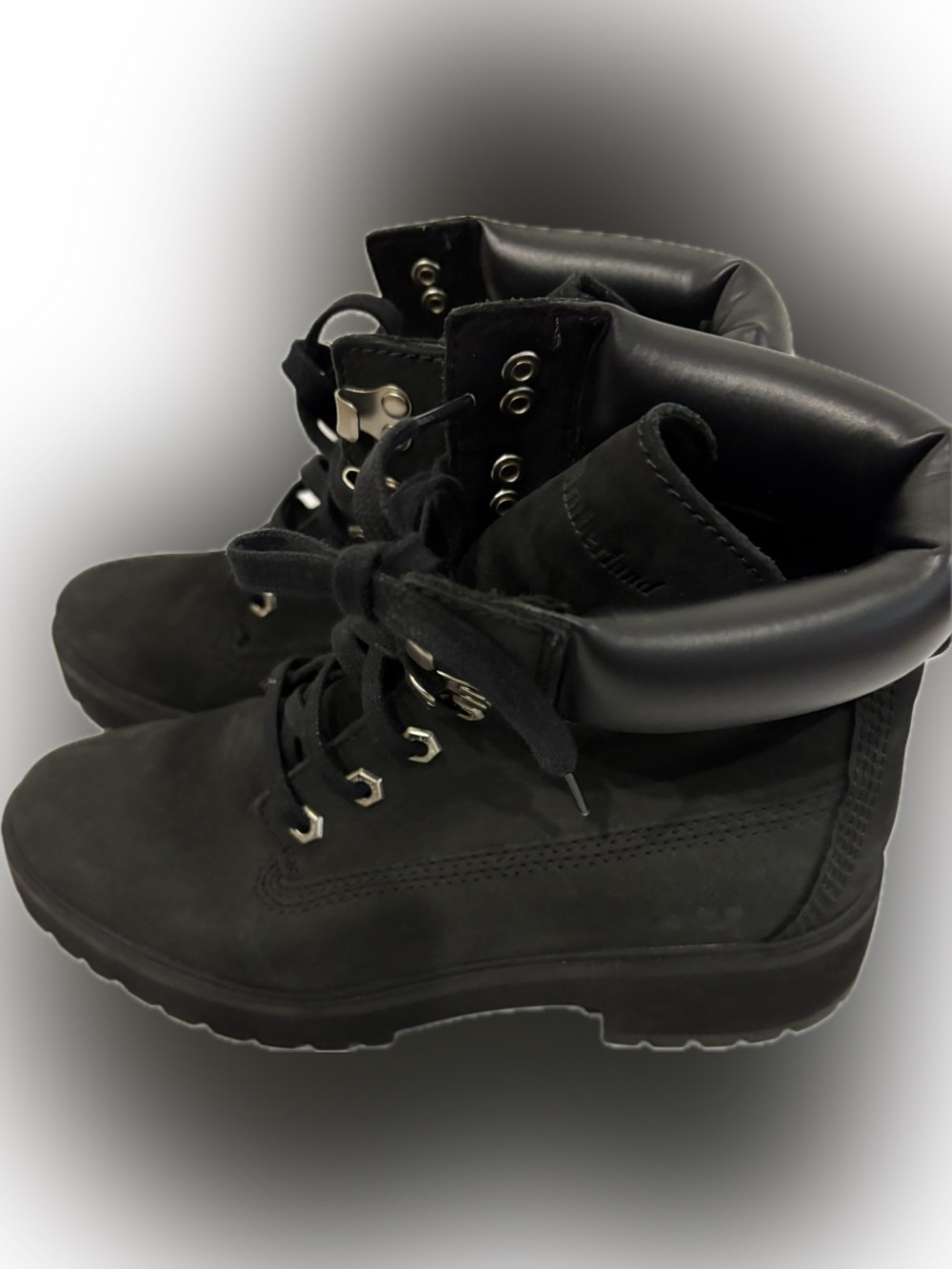 Women's Black Lace-Up Padded Collar Timberland Boots